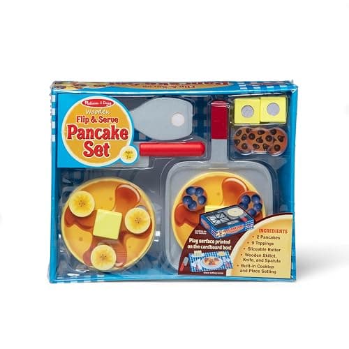 Melissa & Doug Flip and Serve Pancake Set (19 pcs) - Wooden Breakfast Play Food thumbnail 6