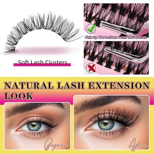 WLFRHD Lash Clusters Wispy 280PCS 30D Mix 9-16mm Cluster Eyelash Extensions Individual Lashes Soft Eyelashes Clusters with Thin Band False Eyelashes (D-Mix9-16mm) thumbnail 4