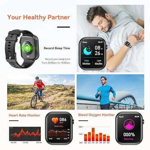 Hwagol Smart Watch (Answer/Make Calls), 1.85" Fitness Tracker, Smartwatch Heart Rate/Sleep Monitor/Pedometer/Calories, 140+ Sports Modes, Waterproof Women's Men's Fitness Watch for Android iOS - Black thumbnail 6