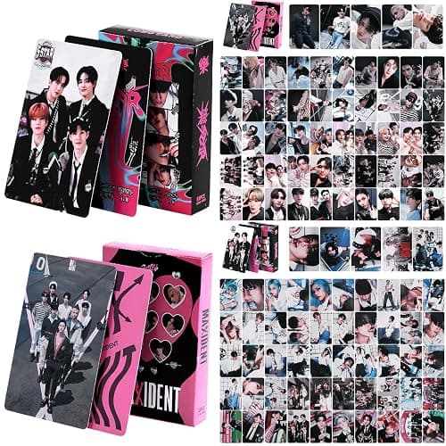 Stray Kids Merch Gift Box Set Including Photocard Holder, 3 Styles 165 Postcards, 200 Stickers, 8 Transparent Cards, 2 Keychain, 2 Lanyards, 2 Badges and Phone Ring Holder for Fans Women thumbnail 4