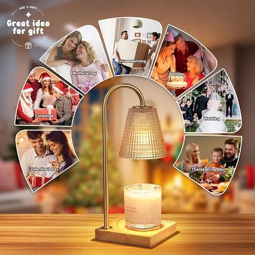 Amber Candle Warmer Lamp-Dimmable Candle Lamp with Timer, Christmas Birthday Gifts for Women, House Warming Gifts for New Home Bedroom Decor, Vintage Wax Warmer for Scented Wax thumbnail 5