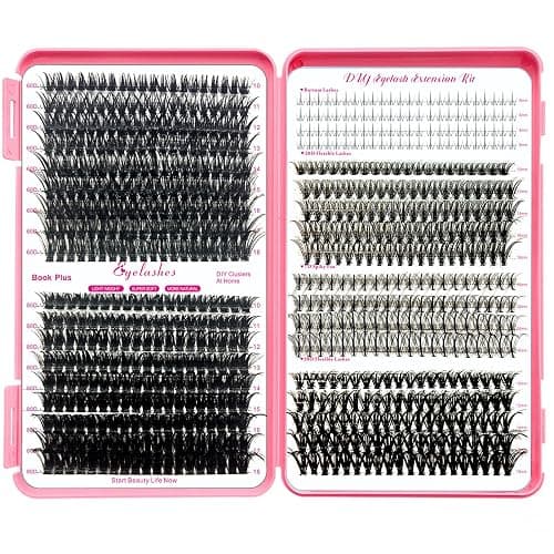DNSGOOR DIY Lash Extension Kit 727Pcs Lashes Clusters with Bottom Lashes Lash Bond and Seal Glue Remover Lash Shampoo Cleansing Brush Headband Wristband Tweezers Eyelash Brush Applicator thumbnail 9