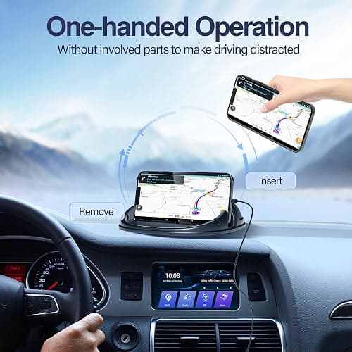 Loncaster Car Phone Holder, Car Phone Mount Silicone Car Pad Mat for Various Dashboards, Slip Free Desk Phone Stand Compatible with iPhone, Samsung, Android Smartphones, GPS Devices and More, Black thumbnail 3