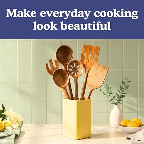 Non-Toxic Cooking Utensils – 6-Piece Kitchen Utensils Set, Glue-Free & One-Piece Wooden Spoons for Cooking, Natural Wooden Utensil Set with Plant-Based Finish, Free of Forever Chemicals thumbnail 7