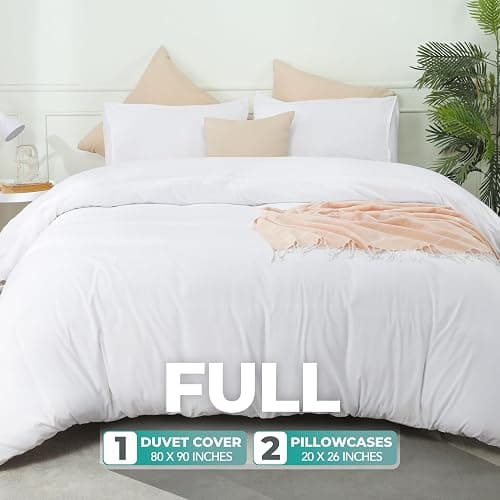 Utopia Bedding Duvet Cover Set with Pillowcases - 3 Pieces Bedding Duvet Cover with Zipper Closure - 1 Duvet Cover with 2 Pillowcases - Soft Brushed Microfiber (Full, White) thumbnail 2