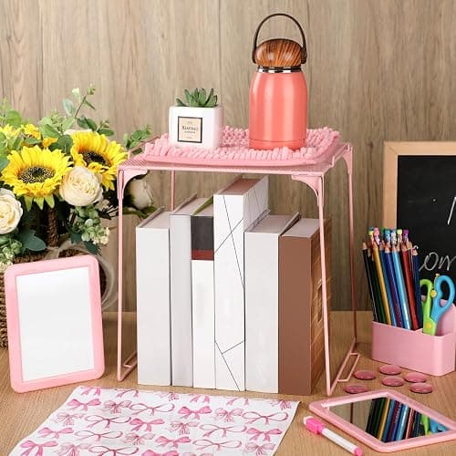Pinkunn 16 Pcs Locker Accessories Kit Locker Organizer Bow Wallpaper Magnetic Whiteboard Magnet Mirror Dry Eraser Marker Rug Magnetic Storage Cup Organizing Shelf Back to School Party Supply(Pink Bow) - Pink Bow thumbnail 2