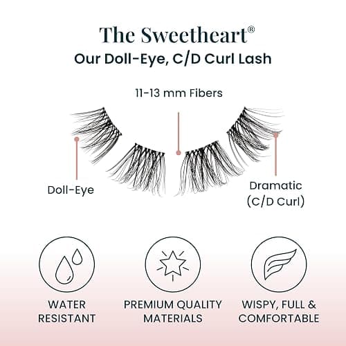 Sweetheart Doll-Eyed Lash Clusters for Women, Salon Quality At Home Eyelashes Extension Kit, 6 Lash Sets, No Lash Glue Included thumbnail 4