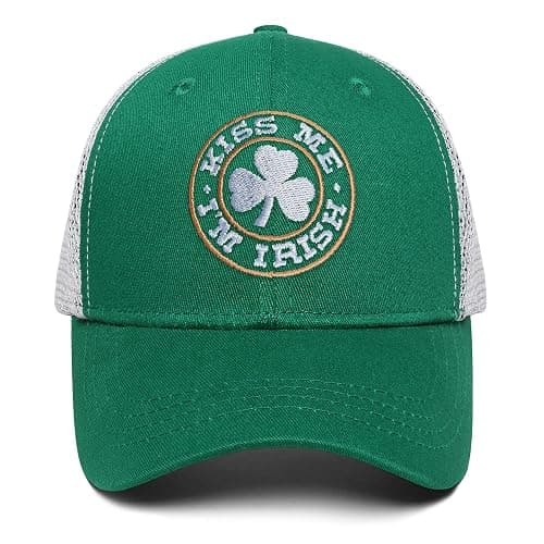 St Patricks Day Trucker Hat for Men, St Patricks Day Adjustable Washable Green Shamrock Baseball Cap - Image 1