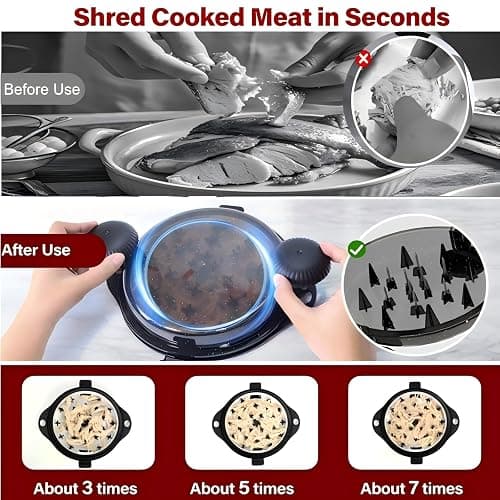 Chicken Shredder Tool Twist Large Chicken Breast Shredder Tool-Meat Shredder Meat Masher for Chicken Ground Beef Pork with Up-grated Stainless Steel Spikes Kitchen Gadgets Essentials (Black&Black) thumbnail 5