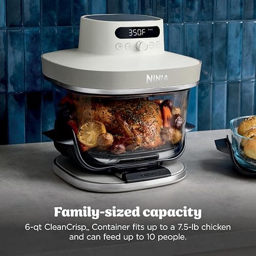 Ninja Crispi Pro 6-in-1 Glass Air Fryer | 6qt & 2.5qt Glass Containers with Storage Lids | Non-Toxic | Meal Prep, Microwave, Freezer & Dishwasher Safe | Air Fry, Bake & More | Bone | AS101CLG thumbnail 5
