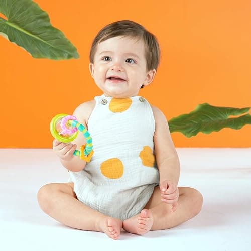 Bright Starts Grab & Spin Baby Rattle & BPA-Free Teether Toy, Ages 3 Months+ thumbnail 2