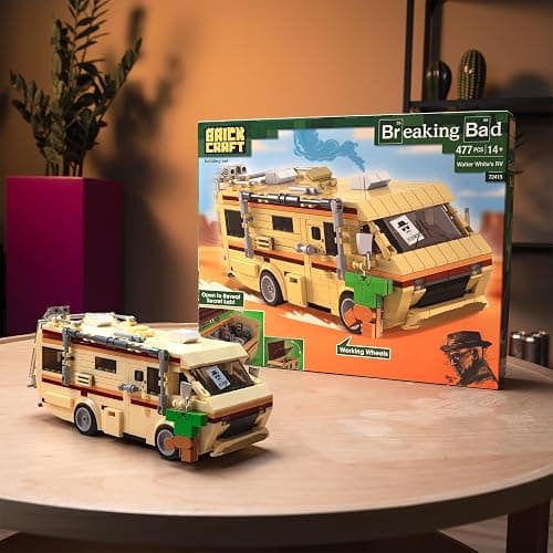 Brickcraft Officially Licensed Breaking Bad RV Building Kit (477 Pieces) Walter White’s Rolling Camper Van Set with Secret Lab Interior, TV Show Collectible Model, Display Toy for Fans and Adults thumbnail 2