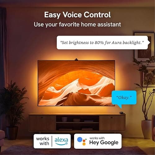 Aura TV Backlight Sync to Screen for 55-65 Inch TV, Camera-Based TV LED Backlight, High Color Sync Accuracy, Voice and App Control, RGB LED Strip Light, Immersive TV Lights thumbnail 5