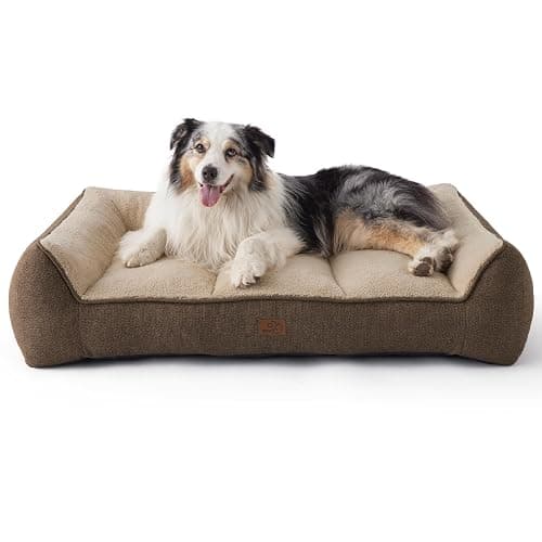 Bedsure SupportMax XL Orthopedic Dog Beds Large Sized Dog - Extra Thick Supportive Dogs Couch with Waterproof Washable Cover, Extra Large Comfort Pet Sofa with Soft Sherpa and Nonskid Bottom, Brown - Image 1