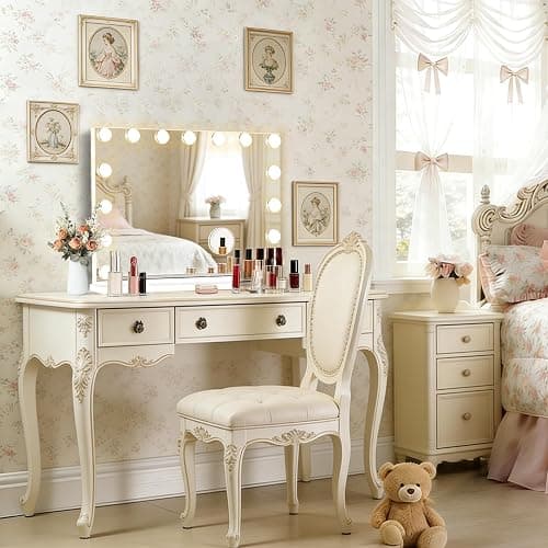 Ratsamee Hollywood Vanity Mirror with Lights, 23" x 18", 15 Dimmable Bulbs, 3 Color Lights, Make Up Lighted Mirror, USB Charging Port, Gifts for Women Wife Teengirls White thumbnail 2