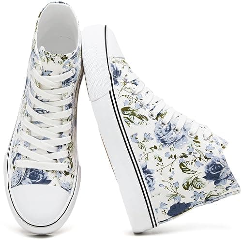 yageyan Womens High Top Canvas Sneakers Fashion Lace up White Shoes for Women Casual Classic - Image 1