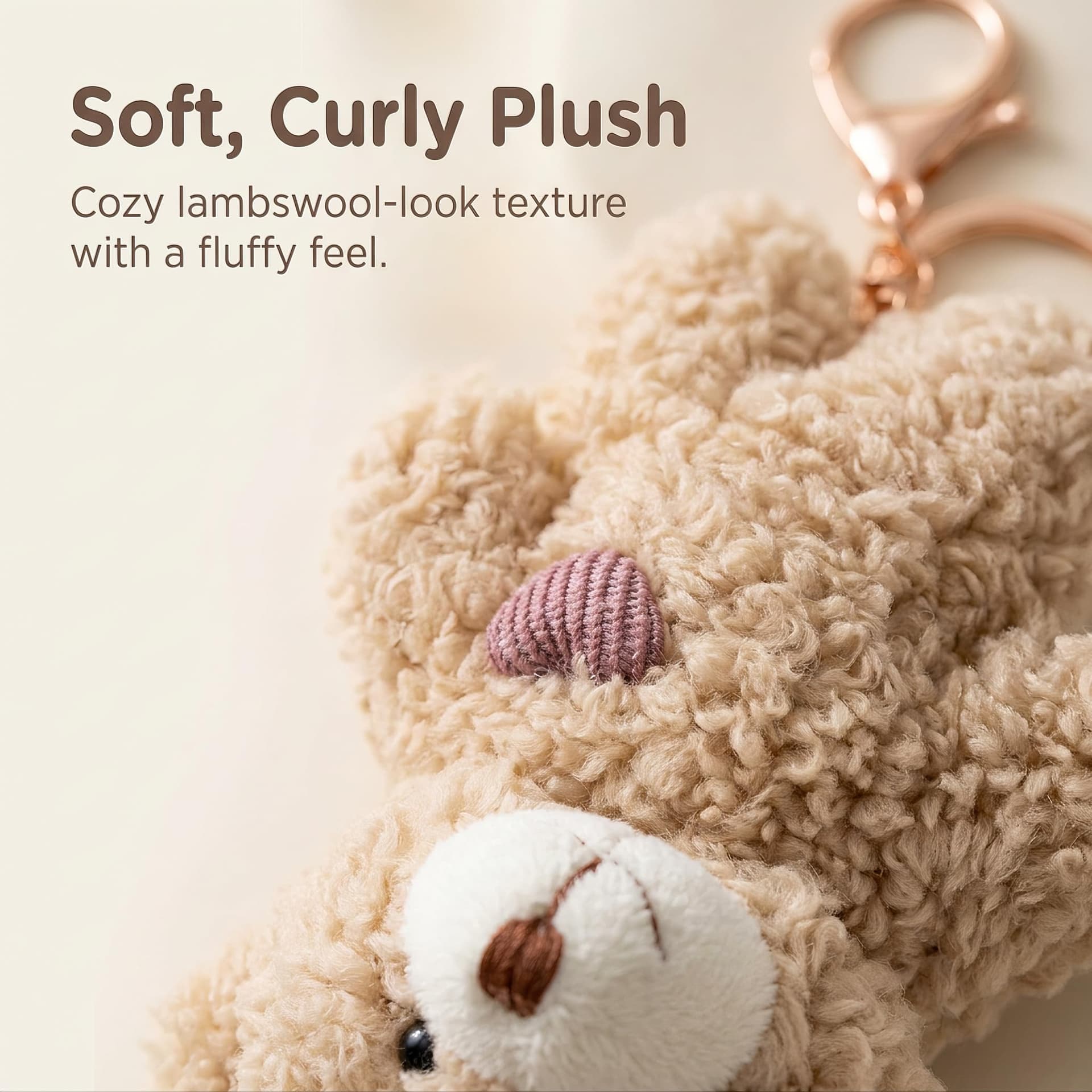 BWESOO Brown Bear Keychain, Stuffed Bag Pendant, Rabbit Keychain, DIY Trinket Dog Keychain Car Pink Heart Teddy Bears Car thumbnail 3