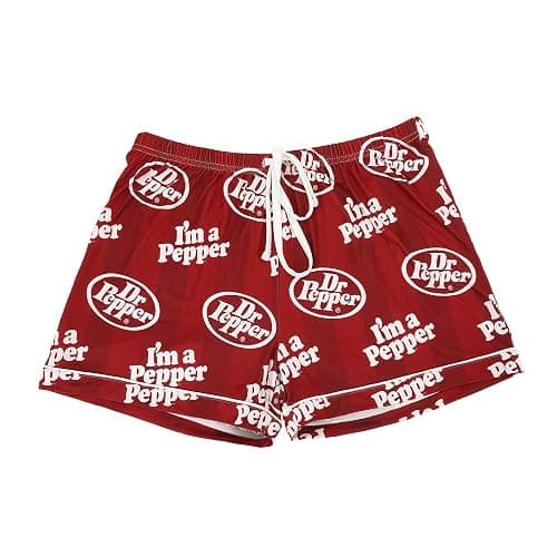 Bioworld Dr. Pepper Classic Logo All-Over Print Women’s Notch Collar Button-Down Shirt and Shorts Sleepwear Set thumbnail 7