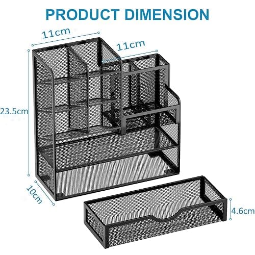 Marbrasse Mesh Desk Organiser,Stationary Organiser,Multifunctional Pen Holder,Desktop Storage and Drawer for Home Officee(Black) thumbnail 3