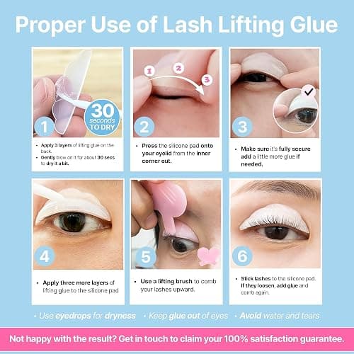 Korean Lash Lift Kit - 5 Sets At Home Eyelash Perm Kit with Upgraded Glue, Eyelash Lift, DIY Lash Perm Easy for Beginner & Professional, Semi Permanent Perming Wave Suitable For Salon & Home thumbnail 3