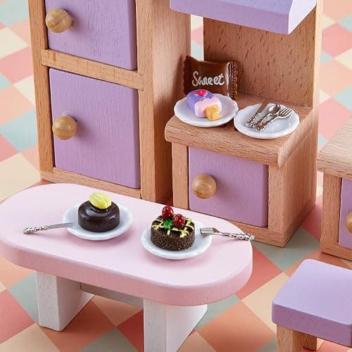 12 Pieces 1:12 Scale Miniature Plates and 12 Pieces Knives Forks Spoons Metal Tableware Dollhouse Miniatures Porcelain Plate Set Dollhouse Kitchen Decoration Accessories (Pack of 2) thumbnail 7