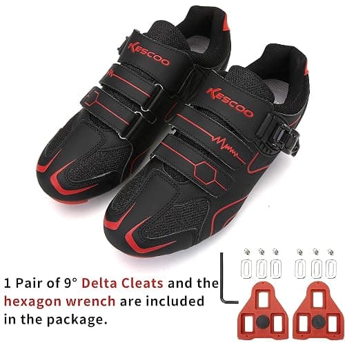 KESCOO Mens Womens Cycling Shoes Compatible with Peloton Road Bike | Indoor Outdoor Road Bike Riding Shoes, Look Delta Cleats Pre Installed, Clip in Pedal, Breathable, Sturdy Outsole thumbnail 4