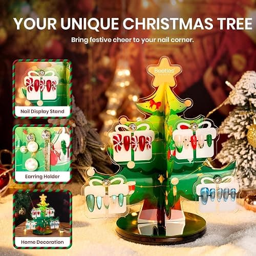 Beetles 67Pcs Gel Nail Kit Crystal Christmas Gifts for Women Teen Girls - 12 Colors Cat Eye Red Glitter Gel Polish Kit with U V Light & Nails Stand Acrylic Holder Display Nails Stuff Manicure Set thumbnail 7