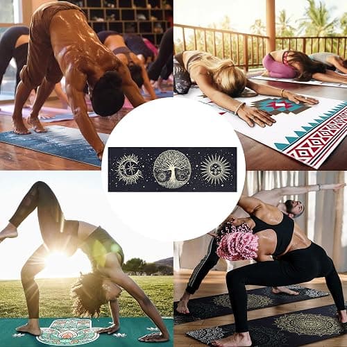 Tree of Life Yoga Mat Towel - Microfiber Non Slip Moisture Wicking Sweat Absorbent, Corner Pockets, Easy for Travel, Use in Hot Yoga, Bikram, Pilates and Fitness thumbnail 6