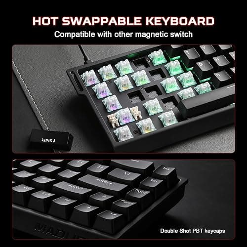 YUNZII MAD68 HE Clavier Mécanique Gaming, Clavier Filaire 60% avec Commutateurs Magnétiques à Effet Hall, Rapid Trigger 8000Hz, Hot Swap, RGB, Capuchons en PBT (Black, Magnetic Switch) thumbnail 7