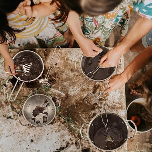 12Pcs Kids Pretend Play Kitchen Accessories Toy Stainless Steel Metal Pots and Pans Playset with Rack Mud Kitchen Accessories Toy Pots and Pans for Kids Toddler Age 3 Years Old thumbnail 5