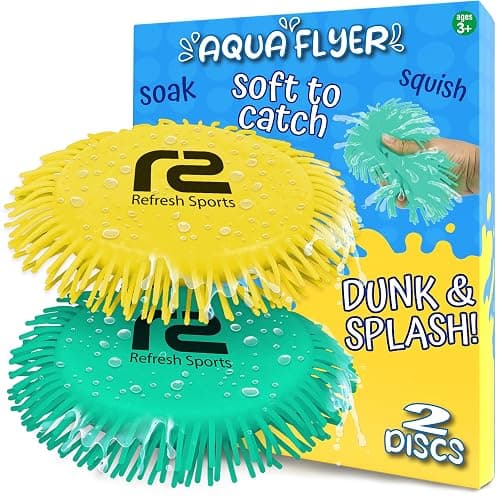 Water Flying Discs for Kids: Soft Sports Disc 2 Pack - Soaks The Target On Impact - Best Swimming Pool Toys & Beach Water Toys - Fun Toy Outdoor Games - Birthday Gifts for Boys & Girls All Ages - Image 1