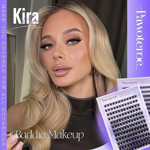 Pawotence Lash Clusters Wispy Kira Cluster Eyelash Extensions 10-18mm Individual Lashes DIY Cluster Lashes Extension Soft Comfortable Eyelash Clusters with Thin Band thumbnail 6