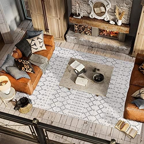 JONATHAN Y Boho Vintage Diamond Cream/Gray Indoor Area Rug 8X10 ft, Moroccan Hype for Living Room, Bedroom, Kitchen, Office, Easy-Cleaning, High Traffic, Pet-Friendly, Non-Shedding (MOH101B-8) - Cream/Gray - 7'9" x 10' (Rectangular) thumbnail 5