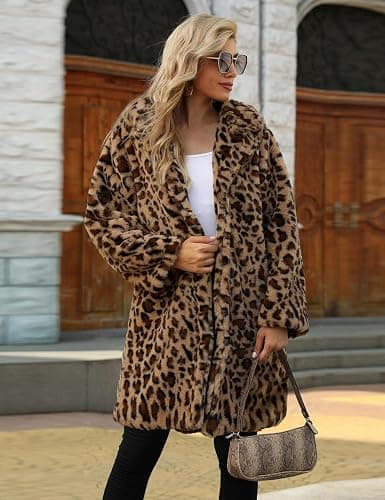 Rixiland Women's Faux Fur Coat Fuzzy Warm Winter Overcoat Long Fur Jackets Outerwear with Pockets thumbnail 6