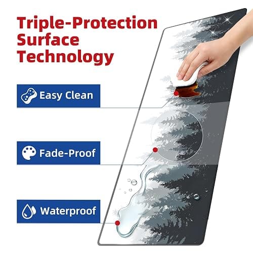 Galdas Mouse Pad For Gaming,Forest Background Pattern XXL XL Large Mouse Mat Long Extended MousePad Desk Mat Non-Slip Rubber Mice Pads Stitched Edges Thin (31.5 x 11.8 x 0.12 Inches) Tree thumbnail 10
