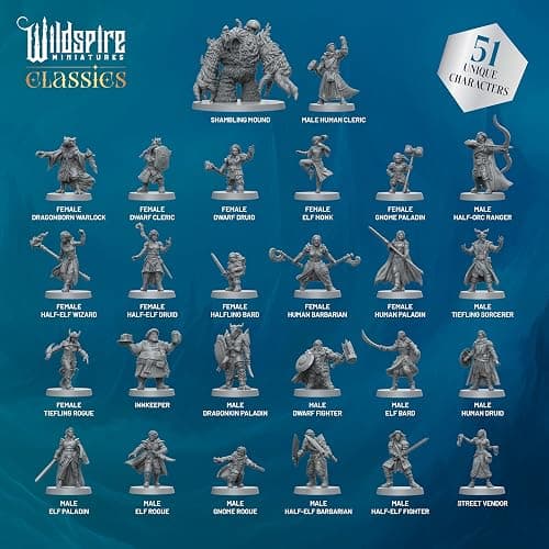 Classic Heroes - Mercenary Guild - 51 Paintable Characters for DND Miniatures Bulk I 28mm Dungeons Dragons D&D Miniatures I DND Minis D&D Figures Dungeons Dragons Figures Pathfinder Compatible thumbnail 5