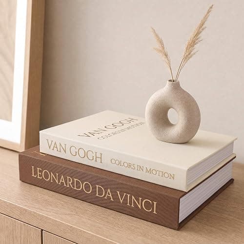 MAOBUYOU Decorative Storage Books Set of 2, Linen Cover, Gold Letters, Beige and Brown thumbnail 6