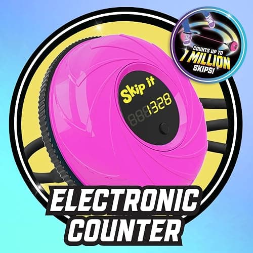 Skip It Retro Outdoor Toy, Light Up Ball and Digital Counter, Pink, Soft Foam Padded Ankle Ring, 31-inch Long, Screen Free Play, Toys for Kids Ages 5 Up thumbnail 4