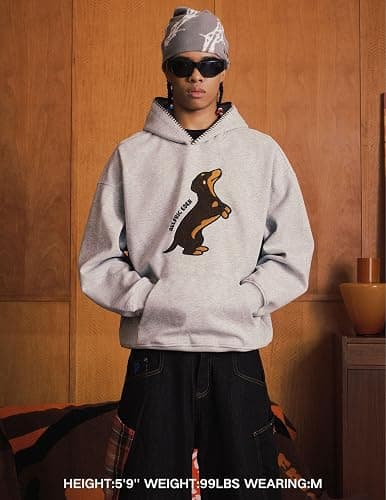 Aelfric Eden Dog Graphic Hoodies Unisex Oversized Dachshund Pullover Hoodie Y2k Streetwear Hooded Sweatshirt thumbnail 2