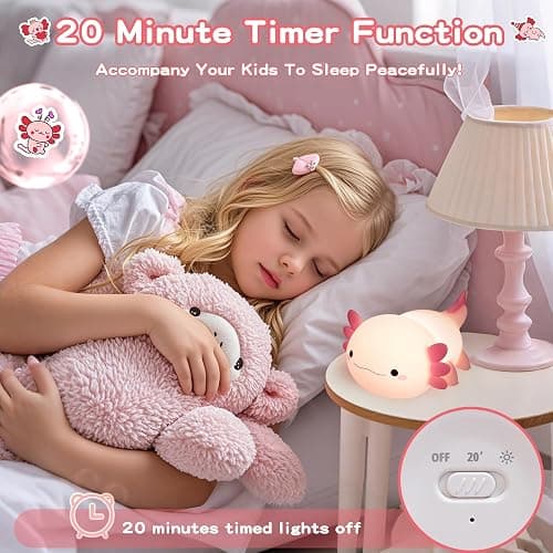 FAMIDUO Axolotl Lamp,Cute Axolotl Night Light,Dimmable Silicone Animal Nursery Night Light,Adorable Rechargeable Squishy Novelty Bedside Touch Lamp,Baby Room Decor, Axolotl Gifts for Kids/Girls thumbnail 3