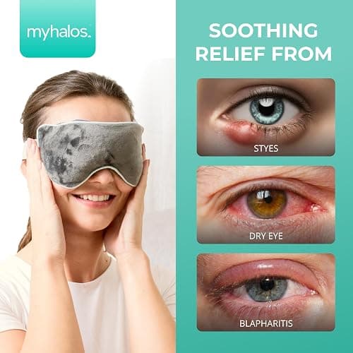 MyHalos® Heated Eye Mask for Dry Eyes - Steam Warm Compress for Eyes - Remove Styes, Chalazion Therapy Warming and Heating Pad Hot Compress - Moist Heat Mask for Blepharitis & MGD - FSA|HSA Eligible thumbnail 2