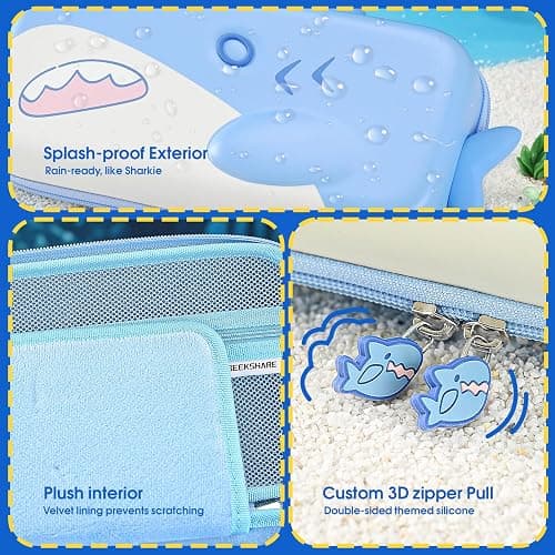 GeekShare Portable Carrying Case Compatible with Switch 2 (2025), Hard Storage Bag with 12 Game Card Slots, Cute Travel Case for Switch 2 Console and Accessories, Shark thumbnail 4