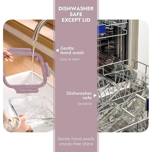 BOROHOUSE 10-Pack Glass Food Storage Containers with Tempered Lids – Borosilicate, Airtight, Oven-Safe (-4°F~950°F), BPA-Free, 4.4 & 1.6 Cup, Leak-Proof, Dishwasher Safe (Pink) thumbnail 6