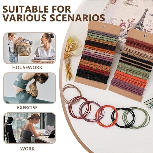 Boho Hair Ties 48pcs,Hair Accessories for Women, Hair Tie Bracelets,Ponytail Holders for Girls with Thick and Thin Hair,Soft Dual-Use No-Damage Ties,Mother's Day, Valentine's Day, Christmas gifts thumbnail 5