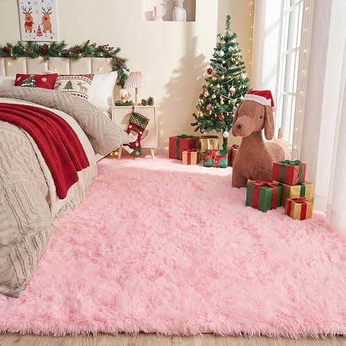 OPPODREAM 4x6 Pink Rugs for Bedroom, Ultra-Soft Fluffy Area Rugs for Living Room, 4 x 6 Shag Carpet for Nursery, Kids, Girl, Boy, Baby, Plush, Fuzzy, Shaggy, Cute Home Decor - Image 1