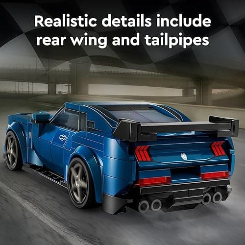 LEGO Speed Champions Ford Mustang Dark Horse Sports Car Toy, Buildable Ford Mustang Toy for Kids, Blue Toy Car Model Set, Gift Idea for Boys and Girls Aged 9 Years Old and Up, 76920 thumbnail 4