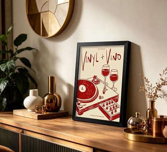 Vintage Wine Record Canvas Wall Art, Trendy 80s Abstract Watercolor Wall Decor, Retro Posters Painting Decor Picture, Funny Bar Cart Poster Print Artwork for Music Room Bar Bedroom Wall Decor Home thumbnail 7