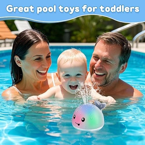 ANGGIKO Baby Bath Toys, Toddler Bath Toys for Kids Ages 1-3, Christmas Stocking Stuffers 1 2 3 Year Boy Girl Gifts, Infant Baby Toy 6-12-18 Months, Light Up Whale Bath Toy Sprinkler Bathtub Water Toy thumbnail 2