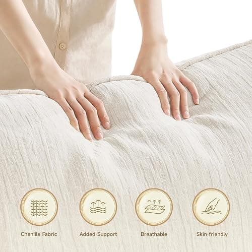 ONBRILL Oversized Accent Chair, 41 Inch Chenille Fabric Armchair, Comfy Single Sofa Chair with Padded Arms, Pocket Spring Cushion, Modern Reading Chair for Living Room, Bedroom, Beige thumbnail 6
