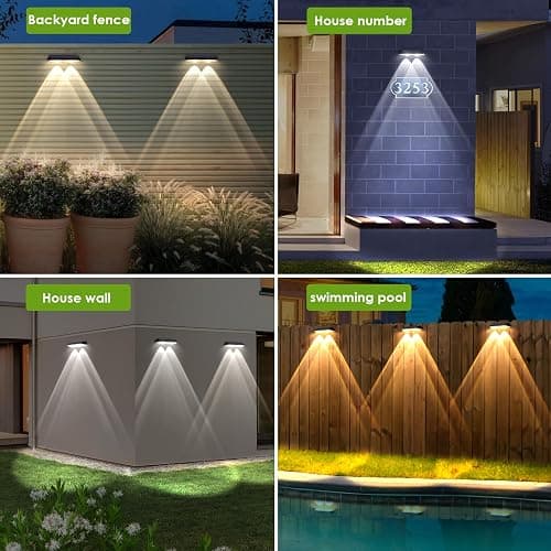 Solar Fence Lights Outdoor - 2700/4000/6000K 3 Mode, 8 Pack Solar Fence Lights Outdoor Waterproof LED, Fence Light Solar Powered for Outside, Backyard, Railing, Step, Patio,Wall and Home Improvement thumbnail 6
